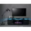 TV spintelė Cama Meble EVA su elektriniu židiniu 180x40x52 cm, juoda/matinė juoda