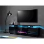 TV spintelė Cama Meble EVA su elektriniu židiniu 180x40x52 cm, juoda/matinė juoda
