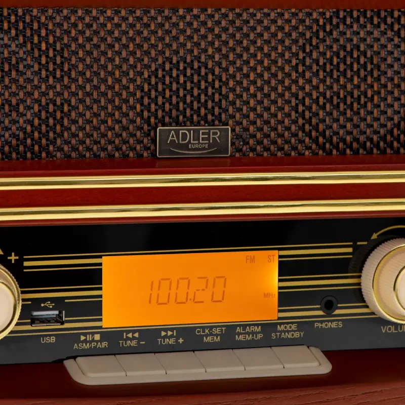 Nešiojamas radijo imtuvas Adler AD 1187 – FM, 10 W RMS, LCD ekranas, rudas, 300×140×210 mm