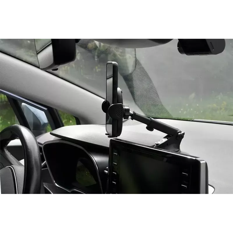 Automobilinis telefono laikiklis IBOX H-9, reguliuojamas kampas, universalus, su siurbtuku, juodas, plastikinis