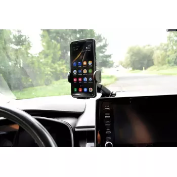 Automobilinis telefono laikiklis IBOX H-9, reguliuojamas kampas, universalus, su siurbtuku, juodas, plastikinis