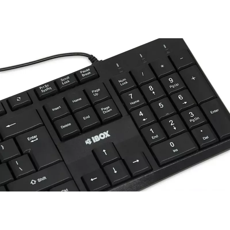 Laidinė USB klaviatūra IBOX Eris IKC2010B – pilno dydžio, 105 klavišų, vandeniui atspari, juoda