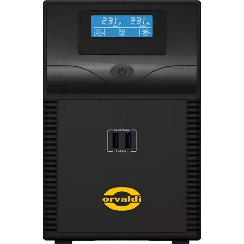 UPS ORVALDI ID1K5CH 1,5 kVA (900 W) Line-Interactive, 24 V baterija, LCD, USB, kompaktiškas juodas