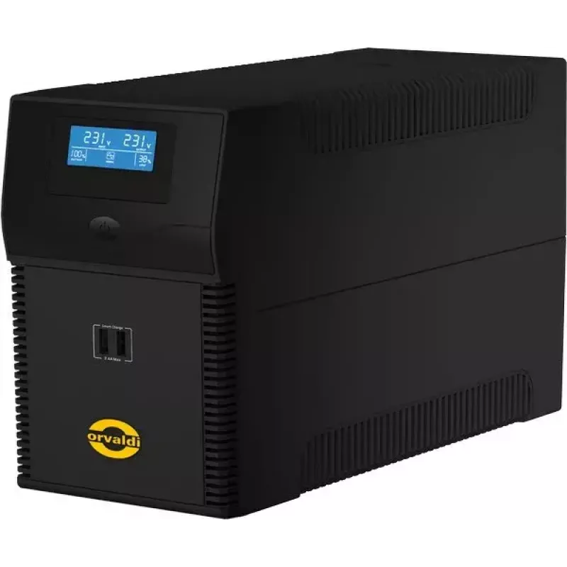 UPS ORVALDI ID1K5CH 1,5 kVA (900 W) Line-Interactive, 24 V baterija, LCD, USB, kompaktiškas juodas
