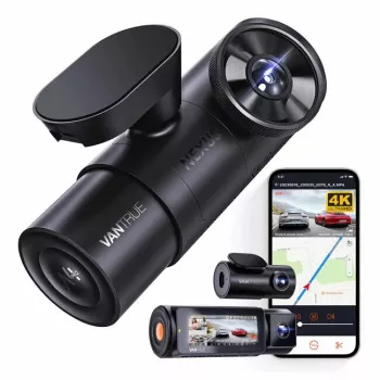 Automobilinis vaizdo registratorius VANTRUE N4 PRO 3 kanalai, pagrindinė kamera 3840×2160, 165° priekis, 160° salonas, GPS, Wi‑Fi, IPS ekranas, MicroSD iki 512GB