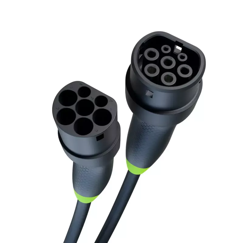 Elektromobilio įkrovimo kabelis Green Cell EVKABGC04 — Type 1 į Type 2, 7 m, 11 kW, 16 A, juodas