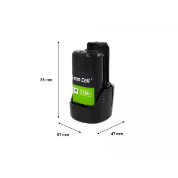 Belaidžio įrankio baterija Green Cell PTBO12V3 – Li‑Jon 3 Ah, 5,1×4,7×8,6 cm