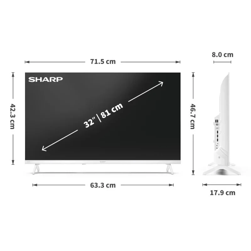 Sharp LC-32HF2265EW 81,3 cm (32 colių) HD išmanusis televizorius Wi-Fi Baltas