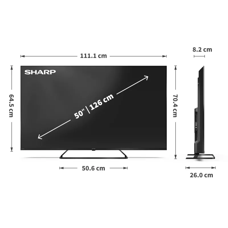 Televizorius Sharp 50HP6265E 127 cm (50 colių) 4K Ultra HD Smart TV Wi-Fi Juodas