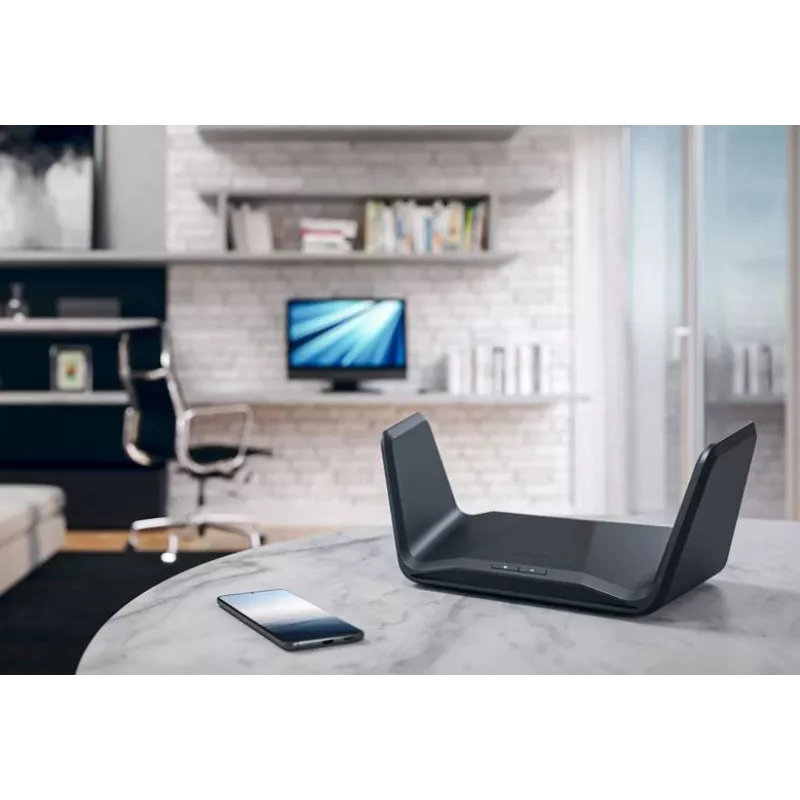 NETGEAR Nighthawk AXE7800 WiFi maršrutizatorius (RAXE300), Wi-Fi 6E, trijų juostų, 7.8 Gbps, juodas