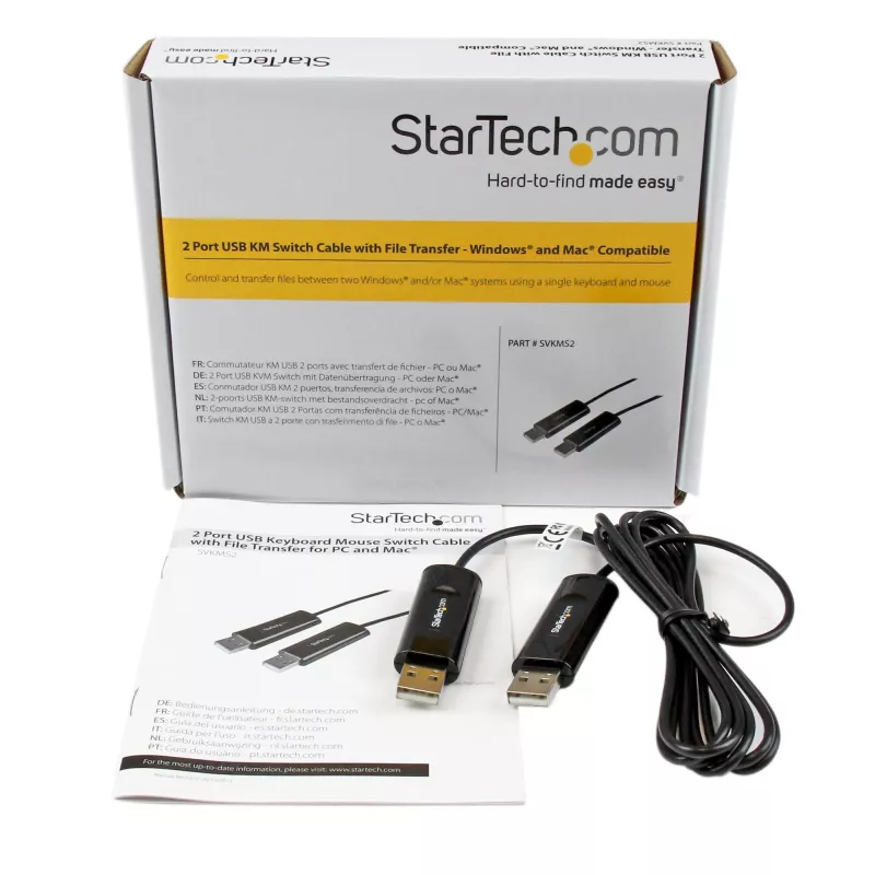 StarTech.com USB 2.0 KM jungiklio kabelis su failų perkėlimu, skirtas PC ir Mac