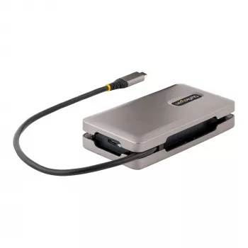StarTech.com USB-C kelių prievadų adapteris, 4K 60Hz HDMI 2.0b, HDR, USB 3.2 Gen 2 10Gbps šakotuvas (2xUSB-C, 1xUSB-A), 100W PD perdavimas, mini kelioninis dokas, 30 cm kabelis, nešiojamojo kompiuterio dokavimo stotelė