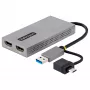 StarTech.com USB į du HDMI adapteris, USB A/C į 2x HDMI ekranus (1x 4K30Hz, 1x 1080p), integruotas USB-A į C adapteris, 11 cm laidas, USB 3.0 į HDMI, Windows ir macOS