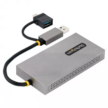 StarTech.com USB į du HDMI adapteris, USB A/C į 2x HDMI ekranus (1x 4K30Hz, 1x 1080p), integruotas USB-A į C adapteris, 11 cm laidas, USB 3.0 į HDMI, Windows ir macOS