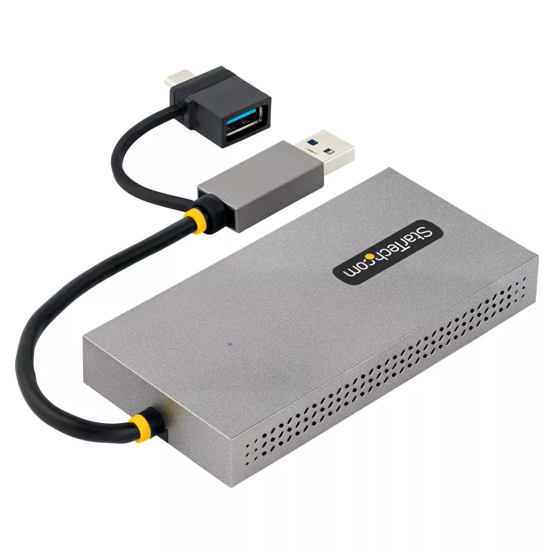 StarTech.com USB į du HDMI adapteris, USB A/C į 2x HDMI ekranus (1x 4K30Hz, 1x 1080p), integruotas USB-A į C adapteris, 11 cm laidas, USB 3.0 į HDMI, Windows ir macOS