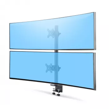 StarTech.com stalinis laikiklis dviem vertikaliai sukrautiems monitoriams, dvigubas 49 colių, bendra apkrova 32 kg, C formos spaustuvas, greito atlaisvinimo VESA sistema, plačiaekranis 16:9 / itin platus 32:9, TAA