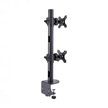 StarTech.com stalinis laikiklis dviem vertikaliai sukrautiems monitoriams, dvigubas 49 colių, bendra apkrova 32 kg, C formos spaustuvas, greito atlaisvinimo VESA sistema, plačiaekranis 16:9 / itin platus 32:9, TAA