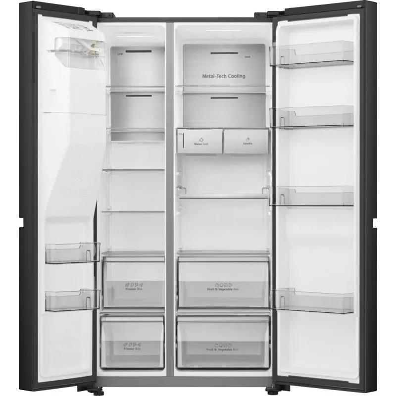 Šaldytuvas Hisense RS818N4TFC šaldiklis šone, laisvai pastatomas, 632 L, juodas, nerūdijantis plienas