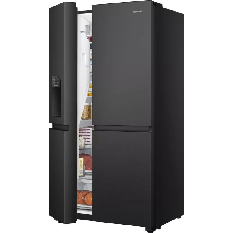 Šaldytuvas Hisense RS818N4TFC šaldiklis šone, laisvai pastatomas, 632 L, juodas, nerūdijantis plienas