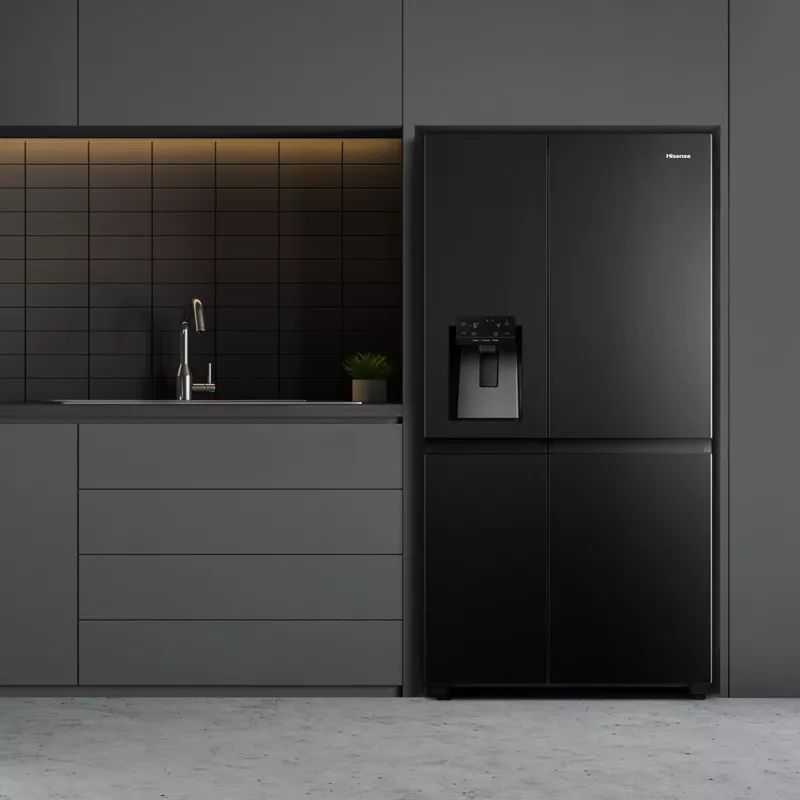 Šaldytuvas Hisense RS818N4TFC šaldiklis šone, laisvai pastatomas, 632 L, juodas, nerūdijantis plienas