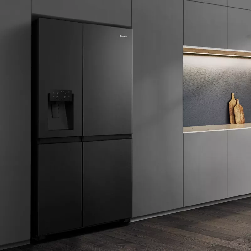 Šaldytuvas Hisense RS818N4TFC šaldiklis šone, laisvai pastatomas, 632 L, juodas, nerūdijantis plienas