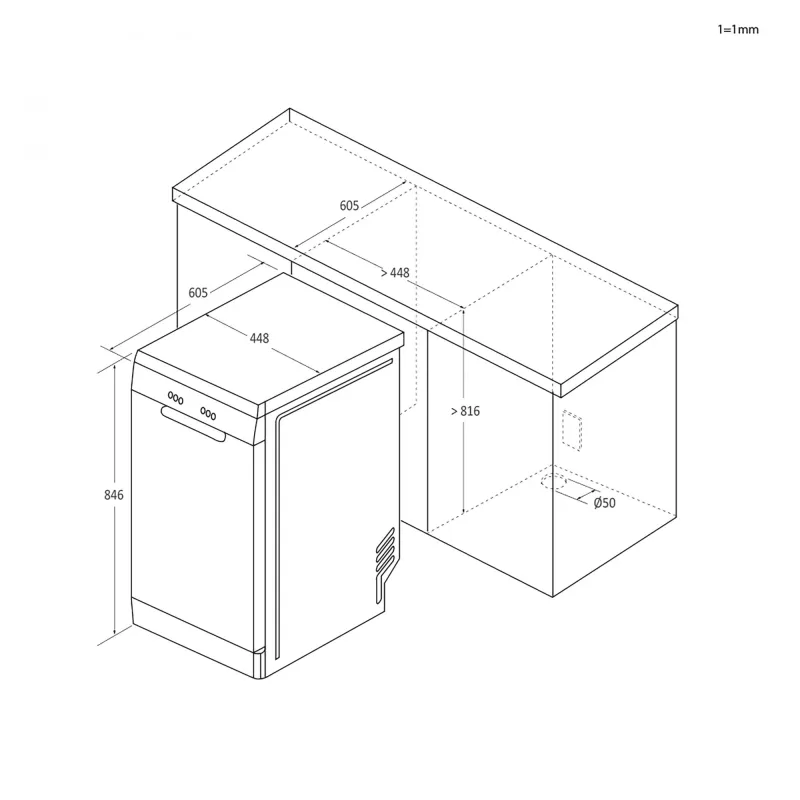 Candy Brava CDPH 2L1047B Laisvai pastatoma indaplovė, 10 komplektų, juoda