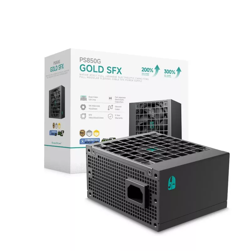 Maitinimo blokas DeepCool PS850G 850 W ATX 20+4 pin, FDB ventiliatorius 92 mm, juodas