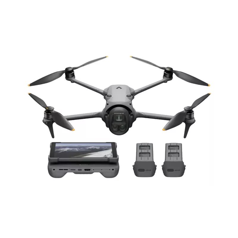 Dronas DJI Mavic 4 Pro kvadrakopteris – 100 MP kamera, 12288×8192 px, 6654 mAh baterija, 41000 m nuotolis, 27 m/s, 1,063 kg, pilka