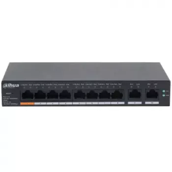 Valdomas L2 Gigabit PoE jungiklis DAHUA CS4010-8GT-60 — 10x Gigabit (10/100/1000), 20 Gbit/s, 8000 MAC, stalas/siena, juoda