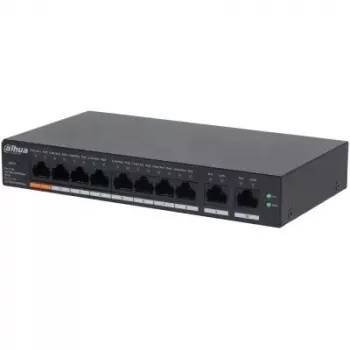 Valdomas L2 Gigabit PoE jungiklis DAHUA CS4010-8GT-60 — 10x Gigabit (10/100/1000), 20 Gbit/s, 8000 MAC, stalas/siena, juoda