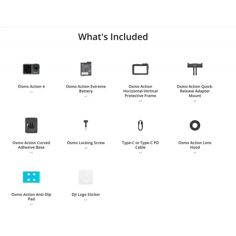 Veiksmo kamera DJI Osmo Action 4 — 4K itin aukšta raiška, CMOS jutiklis, 155° matymo laukas, MicroSD iki 512 GB, atspari vandeniui 18 m, 145 g