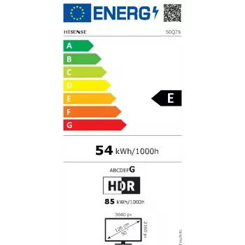 Televizorius Hisense 50Q7S 50 colių (127 cm) QLED 4K Ultra HD išmanusis televizorius, Direct-LED, HomeOS, Wi-Fi, juodas