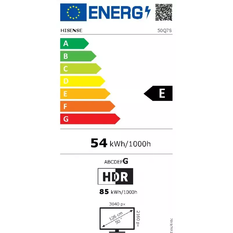 Televizorius Hisense 50Q7S 50 colių (127 cm) QLED 4K Ultra HD išmanusis televizorius, Direct-LED, HomeOS, Wi-Fi, juodas