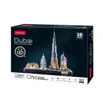 3D dėlionė CubicFun City Line Dubajus su LED, 182 dalys, 532×48 mm, nuo 10 metų