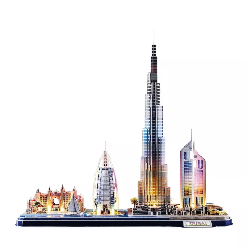 3D dėlionė CubicFun City Line Dubajus su LED, 182 dalys, 532×48 mm, nuo 10 metų