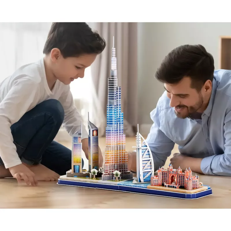 3D dėlionė CubicFun City Line Dubajus su LED, 182 dalys, 532×48 mm, nuo 10 metų