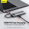 Baseus Metal Gleam USB 3.2 Gen 1 Type-C pilka 100W Power Delivery 4K Ultra HD