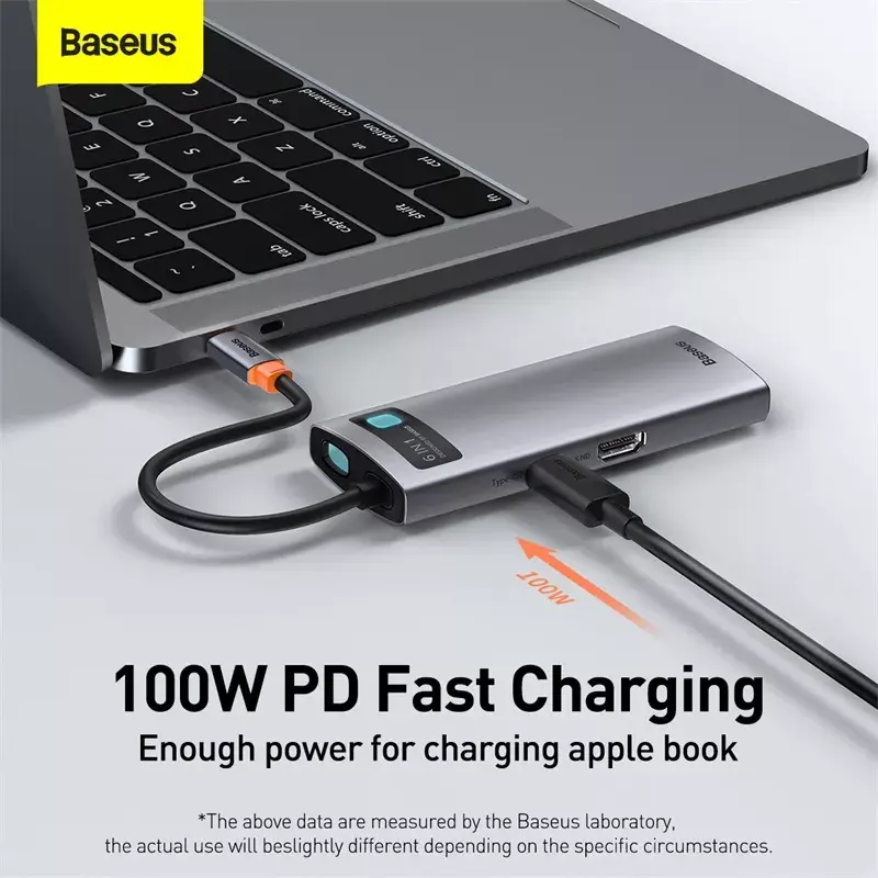 Baseus Metal Gleam USB 3.2 Gen 1 Type-C pilka 100W Power Delivery 4K Ultra HD