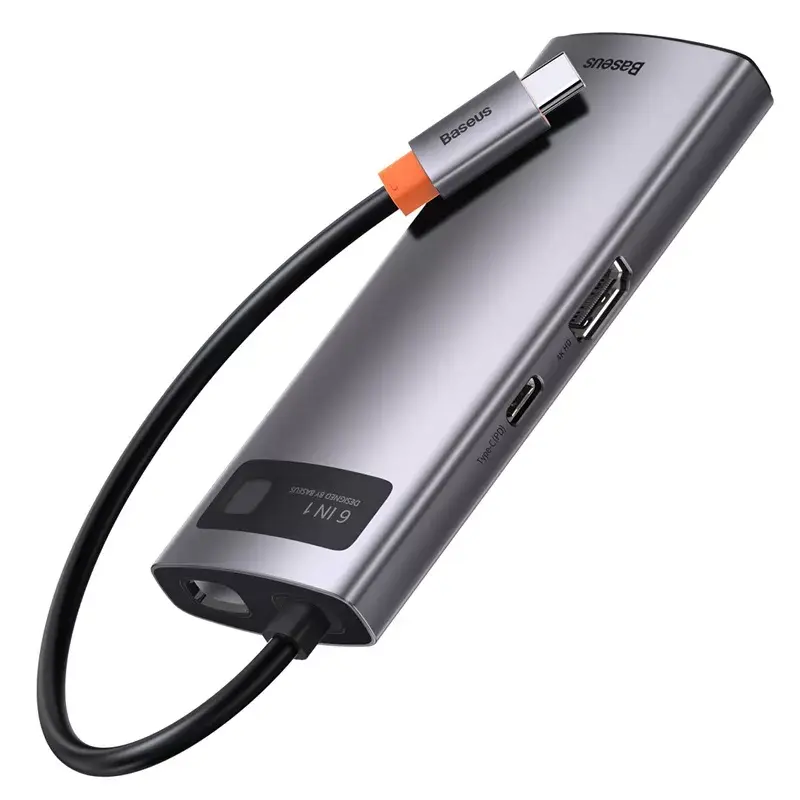 Baseus Metal Gleam USB 3.2 Gen 1 Type-C pilka 100W Power Delivery 4K Ultra HD