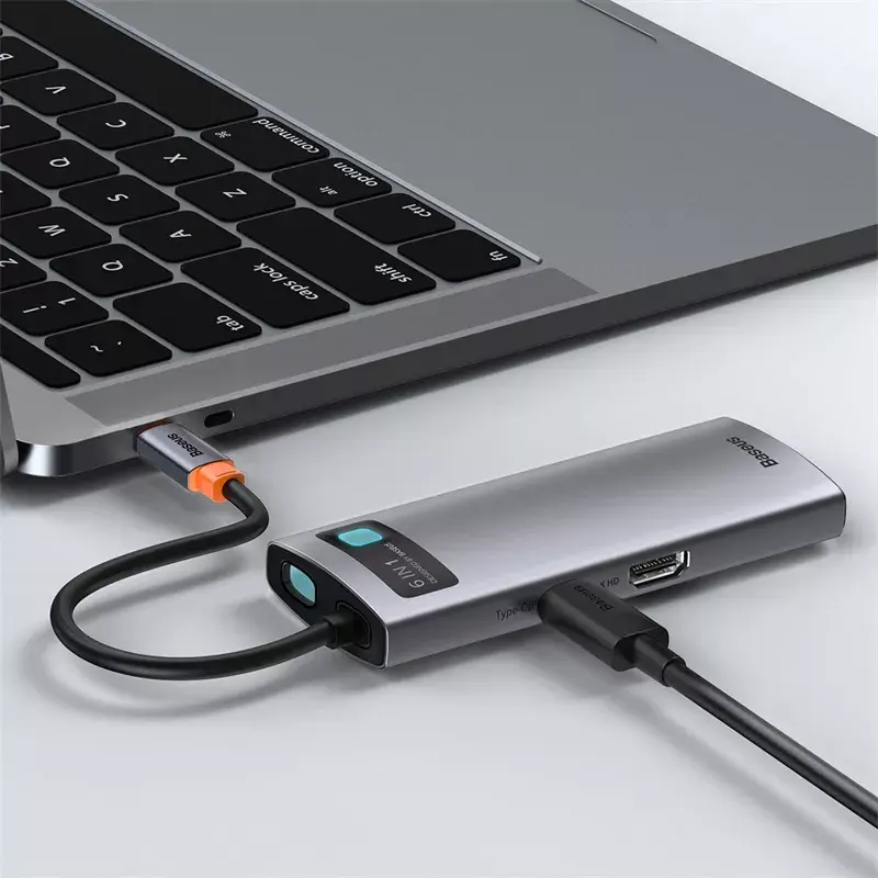 Baseus Metal Gleam USB 3.2 Gen 1 Type-C pilka 100W Power Delivery 4K Ultra HD