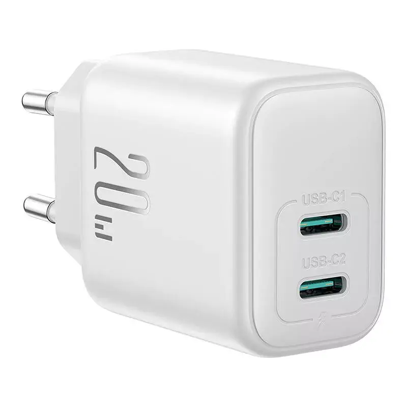 Maitinimo adapteris Joyroom JR-TCF12 dviejų prievadų 20W (USB-C x2) baltas