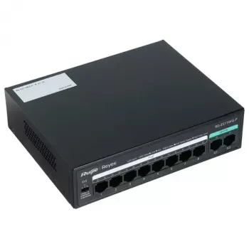 RUIJIE nevaldomas PoE jungiklis RG-ES110FG-P — 10 prievadų Gigabit (10/100/1000) su 1 SFP, 120W, 20 Gbps perjungimas