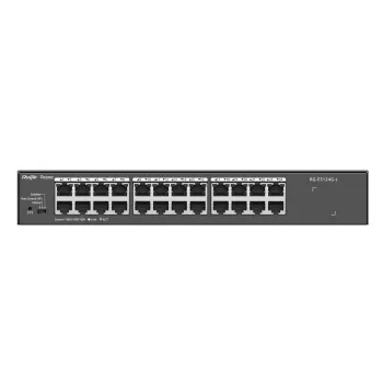 Nevaldomas L2 tinklo jungiklis RUIJIE RG-ES124G-L — 24x Gigabit (10/100/1000), 48 Gbit/s, 8000 MAC, montuojamas į stelažą