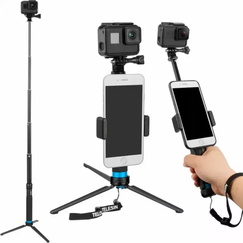 Selfie lazdelė su trikoju Telesin GP-MNP-090-S, reguliuojamas aukštis, lengva