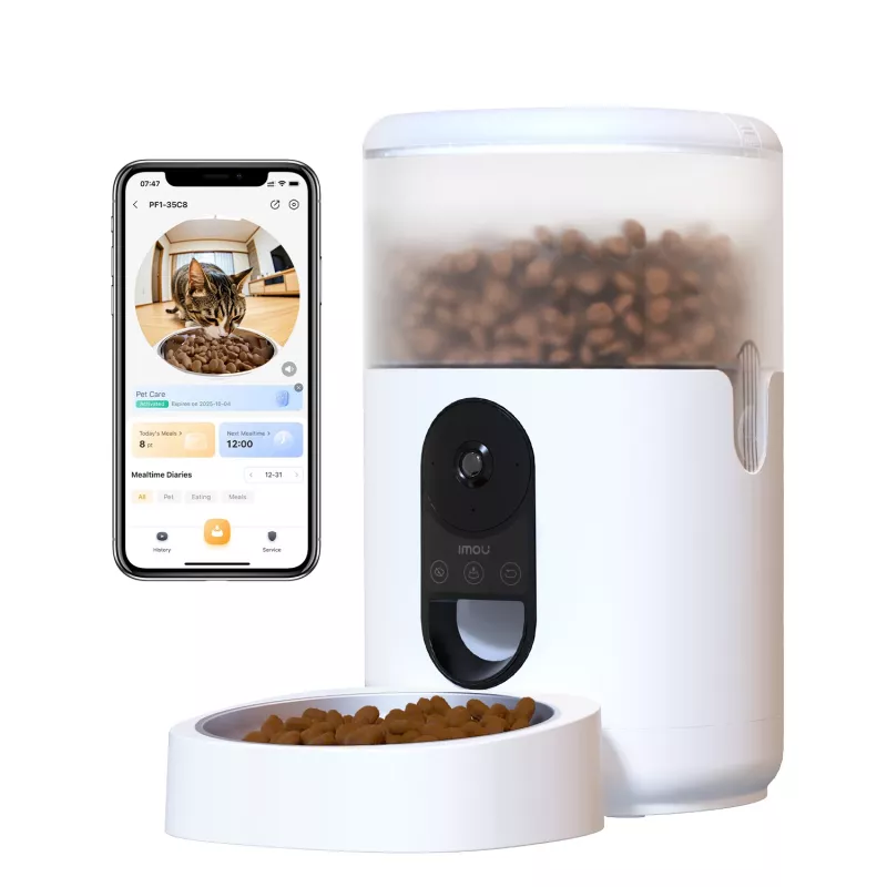 Automatinis šėrimo aparatas augintiniams IMOU PF1 – 4 L nerūdijančio plieno talpa, Wi‑Fi 4, baterija/maitinimas, 1 dubuo