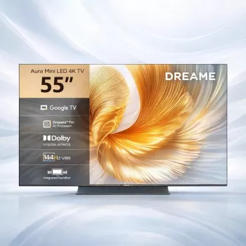 Smart TV Dreame Aura S100 55 colių, QLED+ (Mini LED), 4K UHD, Google TV, 144 Hz, AI procesorius, integruotas soundbar, juoda