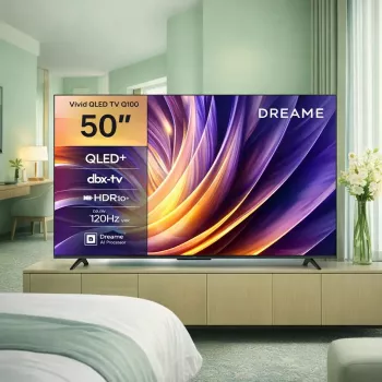 Dreame Vivid Q100 50 colių išmanusis televizorius, QLED+, 4K UHD, Google TV, 120Hz, AI procesorius, juodas