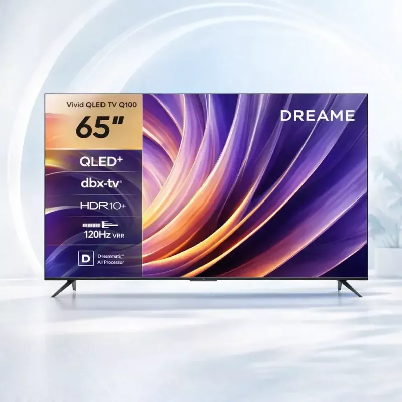 Smart TV Dreame Vivid Q100 65 colių, QLED+, 4K UHD, Google TV, 120Hz, AI procesorius, juoda