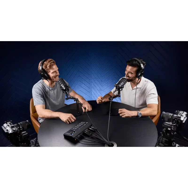Kelių kanalų podcast'ų ir tiesioginių transliacijų gamybos pultas Rode RodeCaster Video S RCVS-E — jutiklinis ekranas, Wi‑Fi, Bluetooth 5.3, 5x USB-C, 3x HDMI įėjimas, 1x HDMI išėjimas, microSD