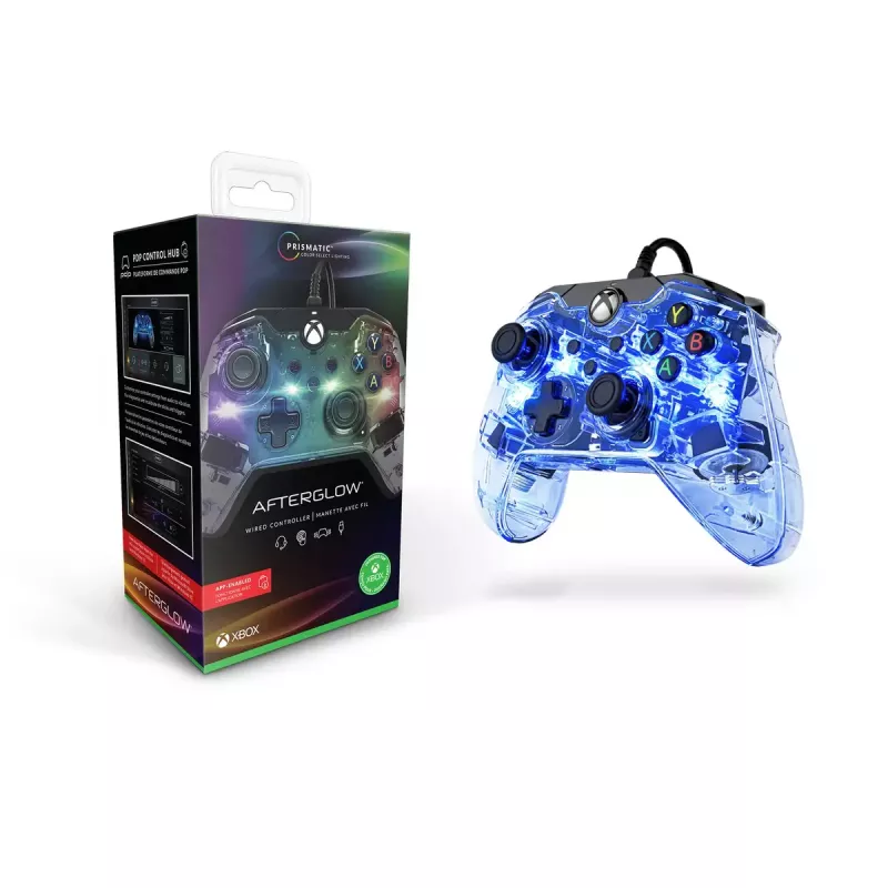 Žaidimų pultas PDP Afterglow Black Blue Transparent USB, skirtas Xbox One / Series X|S / PC, laidinis, 2,4 m